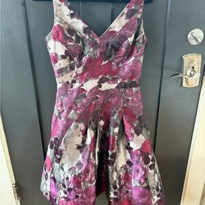 White House Black Market Floral Dress in Pink and Gray